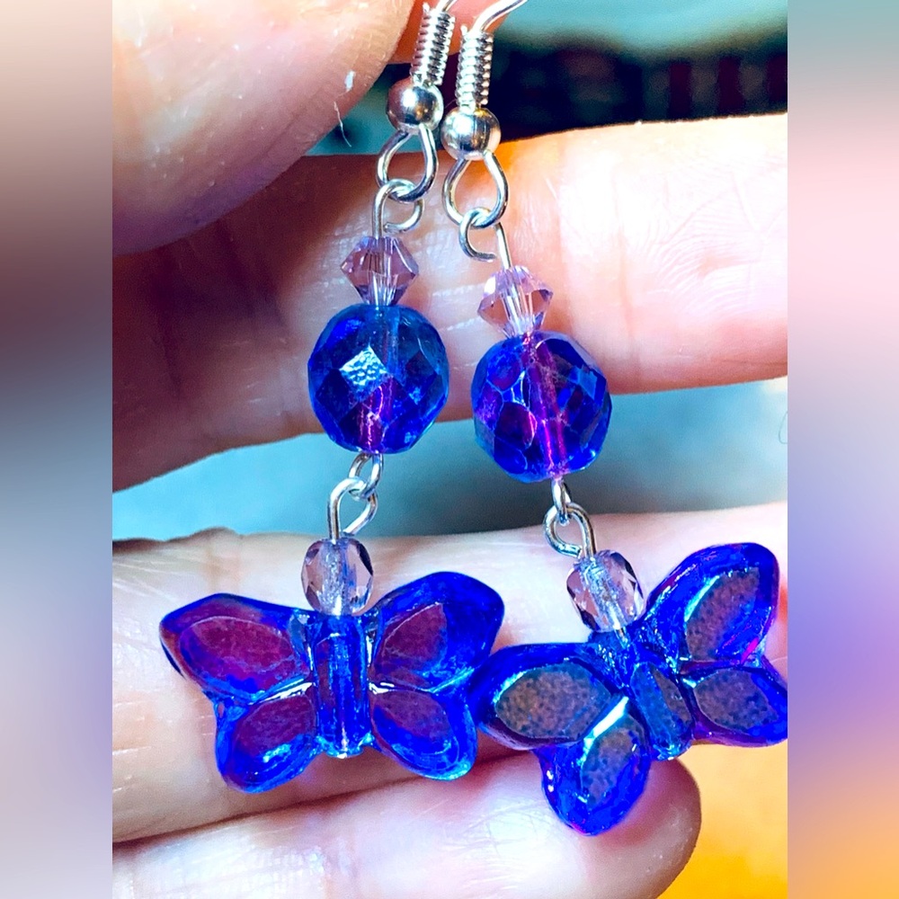 Handmade Czech glass with Swarovski Crystal earrings